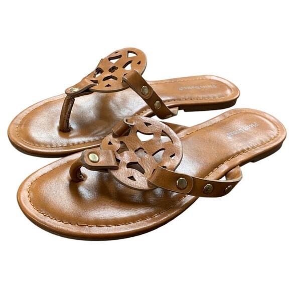 Pierre Dumas Womens Size 6,5 Brown Sandals Faux Leather Open Round Toe Shoes - Picture 2 of 5